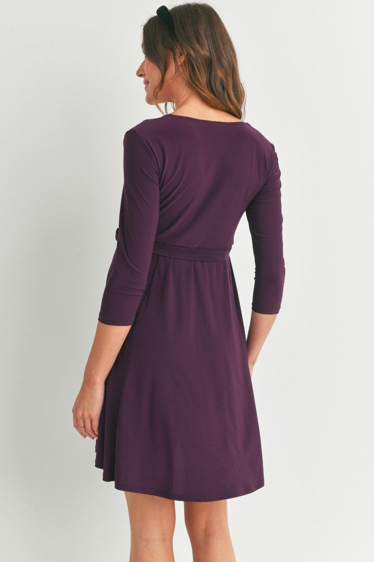 Purple Surplice Wrap Maternity Nursing Dress - Spring Collection