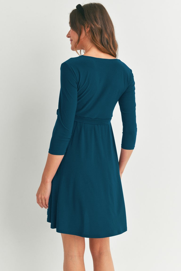 Teal Surplice Wrap Maternity Nursing Dress - Spring Collection