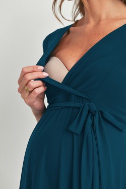Teal Surplice Wrap Maternity Nursing Dress - Spring Collection