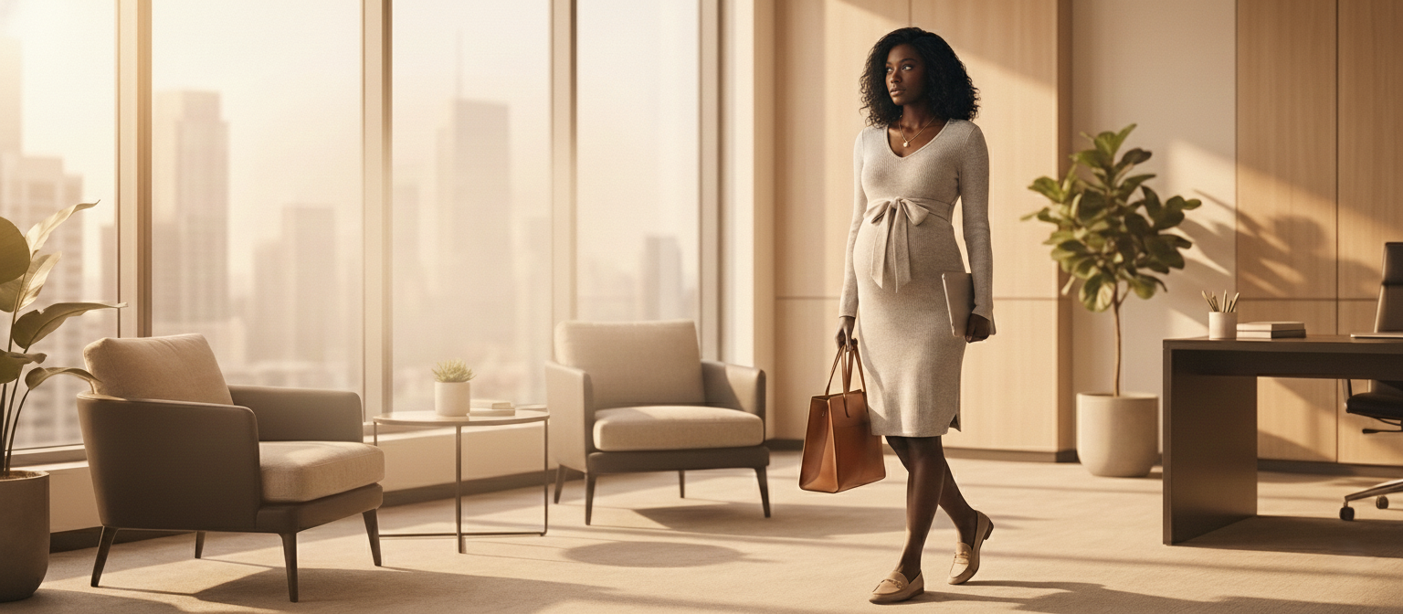 Ribbed Long Sleeve Tie Waist Maternity Knit Dress